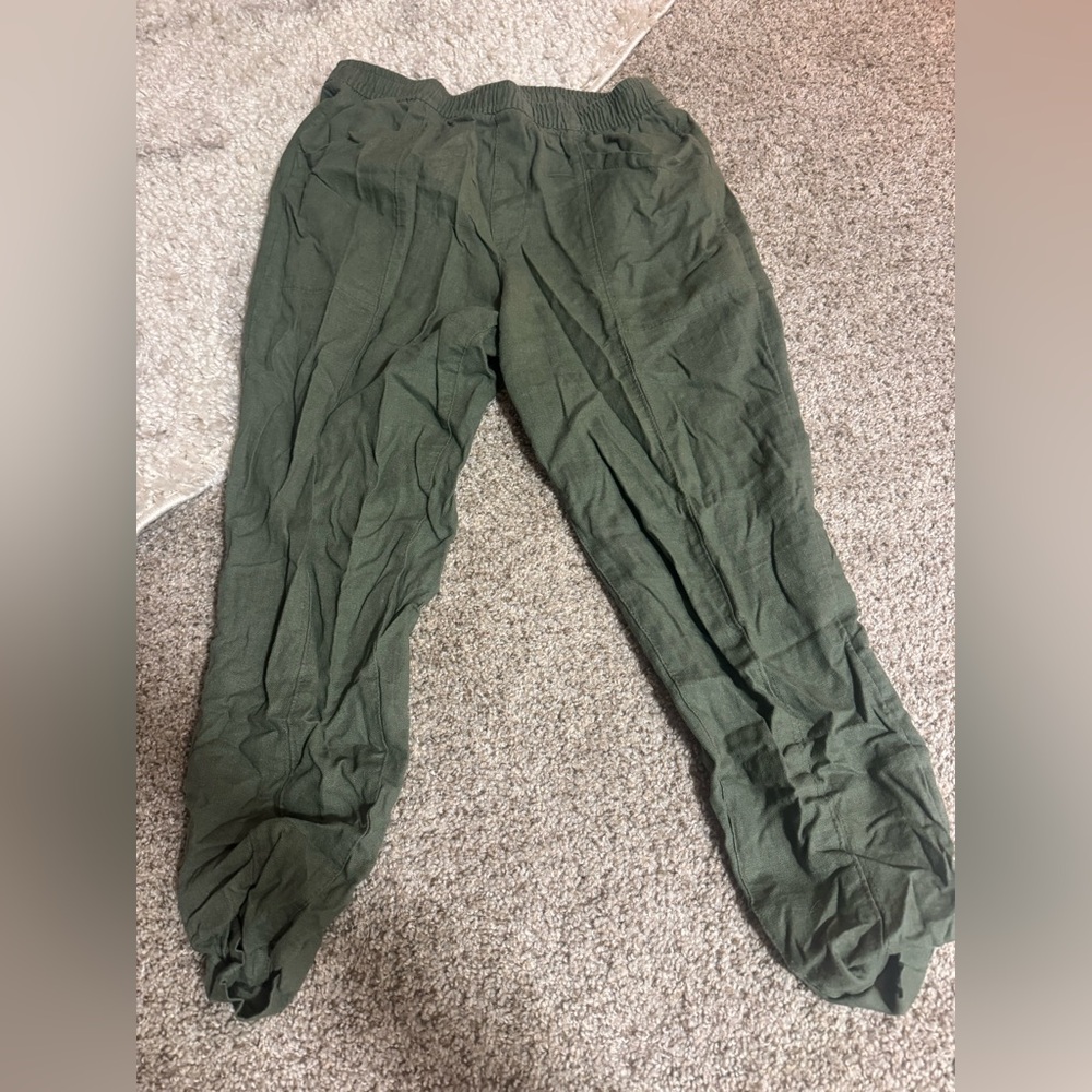 TRIO Old Navy High-waisted cropped linen blend tapered pants - Picture 2 of 9